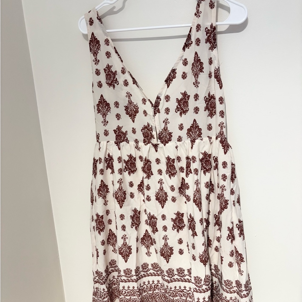 Chic Backless Cream and Brown/Burgundy Dress